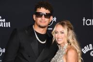 (L-R) Patrick Mahomes and Brittany Mahomes walking the carpet at the 2024 Sports Illustrated Swimsuit Launch Party at Hard Rock Hotel, New York, NY, May 16, 2024. (Photo by Anthony Behar/Sipa USA