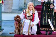 Crown Princess Mette-Marit, joined by dog Molly during the celebrations of the National Day at the residence in Skaugum, Norway. (Photo by DPPA/Sipa USA