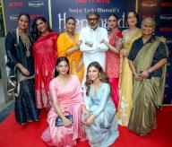Mumbai, May 12, 2024 (ANI): Bollywood director Sanjay Leela Bhansali along with the cast of Netflix series Heeramandi pose for a photo during the series