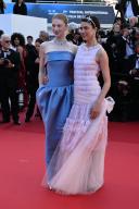 Hunter Schafer and Margaret Qualley attend the "Kinds Of Kindness" Red Carpet at the 77th annual Cannes Film Festival at Palais des Festivals on May 17, 2024 in Cannes, France (Photo by Sipa USA