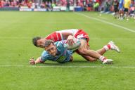 Jake Wardle of Wigan Warriors goes over for a try during the Betfred Challenge Cup Semi-Final Hull KR v Wigan Warriors at Eco-Power Stadium, Doncaster, United Kingdom, 18th May 2024 (Photo by Mark Cosgrove/News Images) in Doncaster, United Kingdom on 5/18/2024. (Photo by Mark Cosgrove/News Images/Sipa USA