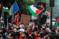 Thousands of people march in support of Palestine, with different messages through the main streets of Paris, France. March in support of Palestine through the main streets of Paris, France; on the 76th anniversary of the Nakba. (Photo by Cristobal Basaure Araya / SOPA Images/Sipa USA