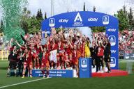 A.S. Roma Women celebrate the victory of championship during the Day 28 of Women Serie A Playoffs between A.S. Roma Women vs A.C.F. Fiorentina on 19 May 2024 at the Tre Fontane Stadium in Rome, Italy. (Photo by Domenico Cippitelli/IPA Sport / /IPA/Sipa USA