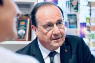 Former French President, Francois Hollande talks about his book Leur Europe, which explains Europe to young people, at the Kleber Salle Blanche bookshop in Strasbourg, France on May 18, 2024. Photo by Nicolas Roses/Abaca/Sipa