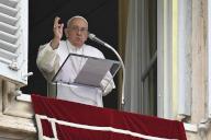 Italy, Rome, Vatican, 2024/5/19. Pope Francis delivers his blessing to the faithful during the Angelus prayer at St Peter