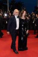 Fabrice Luchini and Chiara Mastroianni attend the "Marcello Mio" Red Carpet at the 77th annual Cannes Film Festival at Palais des Festivals on May 21, 2024 in Cannes, France. Photo by David Boyer/Abaca/Sipa