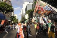 People attend the Trans March as part of the LGBTQ+ Pride celebrations, in Sao Paulo, Brazil on May 31, 2024. (Photo by Cris Faga\/Sipa USA