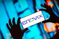 In this photo illustration, the Enovix Corporation logo is displayed on a smartphone screen. (Photo by Rafael Henrique / SOPA Images/Sipa USA) *** Strictly for editorial news purposes only 