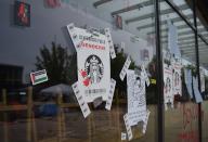 Boycott poster Israel Relations on windows against Israel