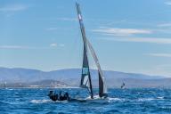 Australian team ( Laura Harding and Annie Wilmot) competes in FX category on day 2 during 2023 Olympic French week. The French Olympic Week 2023 will take place in Hyeres-les-Palmiers from 23 to 30 April 2023 and will bring together the world