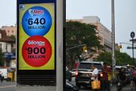 Both the $640 million MegaMillions and the $900 Powerball jackpots advertised on a Link NYC tower at a bus stop in the New York City borough of Queens, NY, July 17, 2023. $1.5 billion is up for grabs in upcoming lottery drawings as the Powerball jackpot is currently at $900 million. (Photo by Anthony Behar/Sipa USA