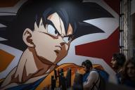 Akira Toriyama Dragon Ball Z graphic portrait seen during the festival. The NiceOne Barcelona Gaming & Digital Experiences Festival dedicated to the video game industry and virtual reality takes place at the Gran Vía fairgrounds from Nov 28 to Dec 1, 2019. (Photo by Paco Freire / SOPA Images/Sipa USA)