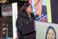 Congresswoman Grace Meng (D-NY) speaks at a candlelight vigil in Times Square for Michelle Alyssa Go, who was killed at the Times Square subway station last Saturday in New York City. Forty-year-old Go, an Asian American, was pushed by a stranger in front of a train at the Times Square subway station. Police have arrested a 61-year-old man, Simon Martial, who has a history of mental illness. The incident is the latest high profile crime in the Times Square area. (Photo by Ron Adar / SOPA Images/Sipa USA