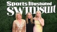 Martha Stewart, MJ Day and Kim Petras walking the red carpet at the 2023 Sports Illustrated Swimsuit Issue Launch Party at Hard Rock Hotel Times Square in New York, NY on May 18, 2023. (Video by Efren Landaos/Sipa USA)      