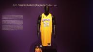 Kobe Bryant 2009 NBA Finals from game 1 worn jersey on display during press preview for the Sotheby