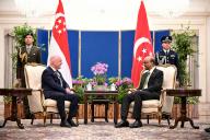 New Zealand Prime Minister Christopher Luxon (left) calling on President Tharman Shanmugaratnam at the Istana, 15 April 2024. Mr Luxon is on an official visit to Singapore from 14 to 16 April, his first as prime minister since he was elected in 