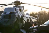 Marine One carrying United States President Joe Biden and First Lady Jill Biden arrives to Walter Reed National Military Medical Center in Bethesda, Maryland, US, on Wednesday, Jan. 11, 2023. The First Lady will undergo an outpatient procedure to 
