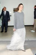 Keira Knightley leaves CBS Studios in a grey frilly skirt in New York City Pictured: Keira Knightley Ref: SPL5530254 150323 NON-EXCLUSIVE Picture by: Christopher Peterson / SplashNews.com Splash News and Pictures USA: +1 310-525-5808 London