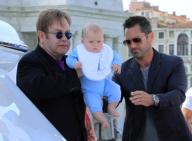 UK popstar Elton John with David Furnish and their son, Zachary, are spotted in Venice, Italy.. .Pictured: Elton John and son, Zachary. . Ref: SPL283876 020611 .Picture by: Maurizio La Pira / Splash News . . Splash News and Pictures ...