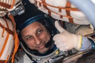 KARAGANDA REGION, KAZAKHSTAN â MARCH 30, 2022: Roscosmos cosmonaut Anton Shkaplerov shows a thumbs up as the Soyuz MS-19 descent capsule lands 147km south-east of the town of Zhezkazgan. Sergei Savostyanov/TASS