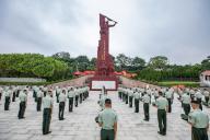 The soldiers go to Guangxi revolutionary memorial hall to celebrate the 100th anniversary of the founding of the Chinese Communist Party in Nanning,Guangxi,China on 25th June, 2021.(Photo by TPG/cnsphotos
