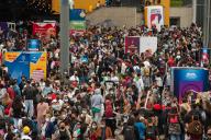 More than a thousand people flooded the Corferias Fair Compund amidst COVID-19 social distancing restrictions during the fourth day of the SOFA (Salon del Ocio y la Fantasia) 2021, a fair aimed to the geek audience in Colombia that mixes Cosplay, 