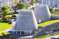 Aerial view of The Landmark Theatre in Ilfracombe in North Devon. Architect: Tim Ronalds