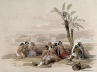 Male and female Ethiopian slaves resting, Korti, Sudan, 1696, Historical, digitally restored reproduction from a 19th century original