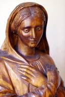 Saint Nicolas church. Wooden Virgin Mary statue. Cluses. France