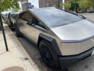Tesla Cybertruck, electric vehicle parked on street in Queens, New York