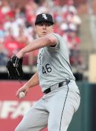 Chicago White Sox starting pitcher Brad Keller delivers a pitch to the St. Louis Cardinals in the first inning at Busch Stadium in St. Louis on Friday, May 3, 2024. Photo by Bill Greenblatt