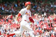 St. Louis Cardinals Nolan Arenado yells out as he runs the bases, hitting a three run home run in the fifth inning against the Chicago White Sox at Busch Stadium in St. Louis on Saturday, May 4, 2024. Photo by Bill Greenblatt