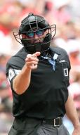 Home plate umpire Alex May calls a strike on St. Louis Cardinals batter Nolan Arenado in the fourth inning against the Chicago White Sox at Busch Stadium in St. Louis on Sunday, May 5, 2024. Photo by Bill Greenblatt