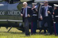 President Joe Biden steps off Marine One at Fort Lesley J. McNair in Washington DC after returning from Rehoboth Beach, Delaware ,on Monday, May13, 2024. Photo by Shawn