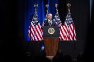 President Joe Biden speaks at the National Museum of African American History and Culture in Washington, DC, on Friday, May 17, 2024. Biden delivered remarks at an NAACP event marking the anniversary of Brown v. Board of Education at the Museum. Photo by Al Drago