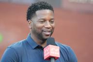 Boston Red Sox sideline reporter Jahmai Webster talks to his audience before a game against the St. Louis Cardinals at Busch Stadium in St. Louis on Saturday, May 18, 2024. Photo by Bill Greenblatt
