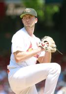St. Louis Cardinals starting pitcher Matthew Liberatore delivers a pitch to the Boston Red Sox in the first inning at Busch Stadium in St. Louis on Sunday, May 19, 2024. Photo by Bill Greenblatt