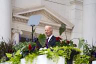 President Joe Biden speaks during the 156th National Memorial Day Observance Ceremony in the Memorial Amphitheater at Arlington National Cemetery in Arlington, Virginia on Monday, May 27, 2024. Photo by Bonnie Cash