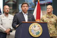 Florida Governor Ron DeSantis, along with FDEM Director Kevin Guthrie and National Guard Major General James O. Eifert, holds a press briefing on Monday, September 26, 2022, in Tallahassee, Florida, to update residents on Hurricane Ian. Photo by Robert Kaufmann/FEMA