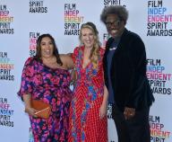 {L-R) Geraldine L. Porras, Katie A. King and W. Kamau Bell attend the 38th annual Film Independent Spirit Awards in Santa Monica, California on Saturday, March 4, 2023. Photo by Jim Ruymen