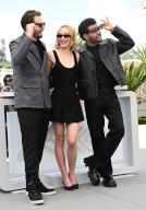 American director Sam Levinson, singer/ actor Abel "The Weeknd" Tesfaye and actress Lily-Rose Depp attend a photo call for The Idol at the 76th Cannes Film Festival at Palais des Festivals in Cannes, France on Tuesday, May 23, 2023. Photo by Rune Hellestad