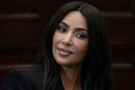 Kim Kardashian attends an event with Vice President Kamala Harris on Second Chance Month in the Roosevelt Room of the White House in Washington DC on Thursday, April 25, 2024. Photo by Michael Reynolds