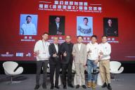 VCG111427472942 HONG KONG, CHINA - MARCH 16: (L-R) Director Frant Gwo (aka Guo Fan), founder of Emperor Group Albert Yeung, executive producer Fu Ruoqing, vice chairman of Emperor Group Alex Yeung, actor Jacky Wu Jing and actor Andy Lau Tak-wah pose for a group photo during the behind-the-scenes exchange activity of film 