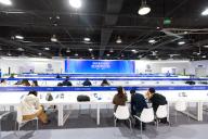 VCG111492630529 BEIJING, CHINA - APRIL 24: Journalists work at the Media Center of 2024 Zhongguancun Forum on April 24, 2024 in Beijing, China. Media Center of 2024 Zhongguancun Forum began trial operation on April 24. (Photo by Jia Tianyong\/China News Service\/VCG