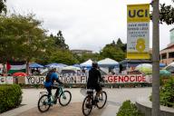 VCG111494397359 IRVINE, CA - MAY 04: Pro-Palestinian students and activists set up a protest encampment on the campus at the University of California at Irvine (UCI) on May 4, 2024 in Irvine, California. (Photo by Qian Weizhong\/VCG