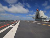 VCG111494979654 AT SEA - MAY 08: China\'s third aircraft carrier, the Fujian, during its maiden sea trials on May 8, 2024 at sea. The aircraft carrier completed a 8-day sea trial and returned to the shipyard in Shanghai on May 8. (Photo by Pu Haiyang\/VCG