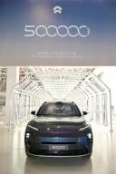 VCG111495137800 HEFEI, CHINA - MAY 09: The Nio\'s 500,000th vehicle, a Nio ES8 electric vehicle, makes appearance at F2 factory in NeoPark on May 9, 2024 in Hefei, Anhui Province of China. Chinese electric car maker Nio saw its 500,000th vehicle roll off the production line on May 9. (Photo by Zhang Dagang\/VCG