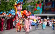 VCG111496781638 HANGZHOU, CHINA - MAY 18: Cartoon characters take part in the parade ahead of the 20th China International Cartoon & Animation Festival on May 18, 2024 in Hangzhou, Zhejiang Province of China. A parade is held as a part of the 20th China International Cartoon & Animation Festival, which will kick off at Binjiang White Horse Lake Plaza in Hangzhou from May 29 to June 2. (Photo by VCG\/VCG