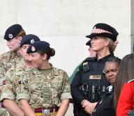 Penny Lancaster, Lady Stewart is married to rock singer Rod Stewart. Seen here on reserve police duty during the state funeral of Queen Elizabeth II. September