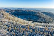 Germany, Baden-Wurttemberg, Aerial view of Remstal valley in winter